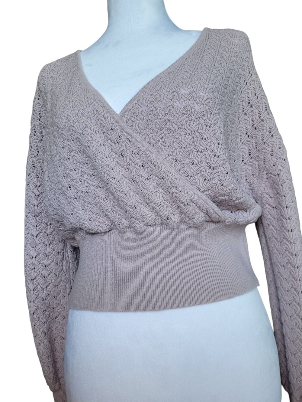 Wilfred Dear Merino Blend Faux wrap sweater Lavender Large Soft Girl - Picture 5 of 12